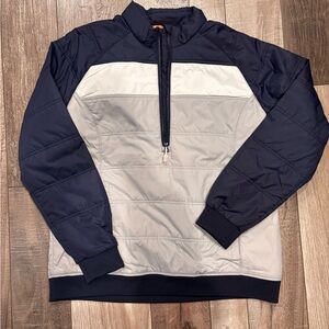 CBUK Cutter & Buck Men’s Large Golf Insulated Quarter Zip Pullover Navy Gray